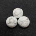 Three round white howlite stone cabochons with grey marble texture for jewelry DIY - 4mm / Howlite
