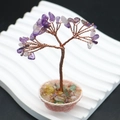 Albero della fortuna in ametista fatto a mano con tronco in filo di rame e base di pietre colorate - Ametista