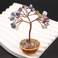 Handmade multi-color crystal money tree in a woven basket for prosperity and luck - Multicolor Style 2