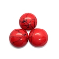 Set of three round red turquoise cabochon stones with black veins for DIY ring making - 4mm / Red Howlite