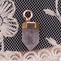 Pendente in quarzo rosa esagonale con gancio dorato per creazione gioielli fai da te - 6x14mm / Cristallo di rocca