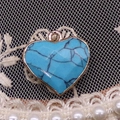 Blauwe turquoise hartvormige hanger met vergulde rand en natuurlijk aderpatroon - 17mm 2g/stuk / Blauw Turkoois