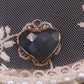 Gefacetteerde hartvormige zwarte steen hanger met vergulde randen voor DIY sieraden maken - 17mm 2g/stuk / Obsidiaan (Nr. 10)