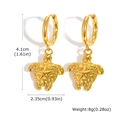 Boucles d'oreilles tortue en acier inoxydable doré pour femme avec gravure détaillée - Or