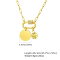 18K gold plated stainless steel paperclip chain necklace with round disk and yellow gem - November Yellow Zirconia
