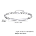 Minimalist silver stainless steel Mobius twist bracelet with cuban chain and heart charm - Silver (BR-2557SM)