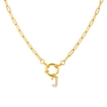 18K gold-plated paperclip chain necklace with a sparkling cubic zirconia letter J pendant - Letter J