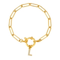 18K vergulde paperclip-kettingarmband met sprankelende kristallen letter L hanger - Letter L