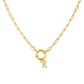 18K gold plated paperclip chain necklace with a zircon-encrusted letter K pendant - Letter K