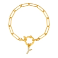 18K vergulde paperclip kettingarmband met een kristal ingelegde letter Y hanger - Letter Y