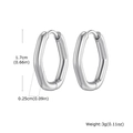 Polished silver stainless steel geometric U-shaped hoop earrings 1.7cm in height - Geometric Oval Silver Style (EH-796S)