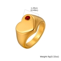 18K vergoldeter Edelstahlring in Herzform mit rotem Rund-Geburtsstein Detail - US 6 / Gold / Januar Geburtsstein (Roter Strass)