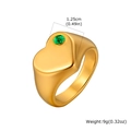 18K vergulde roestvrijstalen hartring met groene geboortesteen en 1,25 cm breedte - Goud / Mei Geboortesteen (Groene Strass)