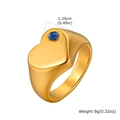 18K vergulde hartring met diepblauwe geboortesteen en een brede band van 1,25 cm dik - Goud / September Geboortesteen (Donkerblauwe Strass)