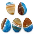 5er-Set natürliche Achat-Anhänger in Herz-, Oval- und Tropfenform für DIY-Schmuckherstellung - 005 Gestreifter Achat Set