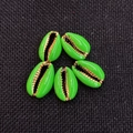 Natural conch shell beads with green glaze and gold plating for DIY jewelry making - Green (20 Pieces/pack) / 14x20mm