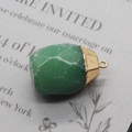 Faceted green aventurine stone pendant with golden metal cap for DIY jewelry making - Green Aventurine