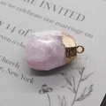 Faceted lavender natural stone pendant with gold-plated bail and unique textures - Rose Quartz