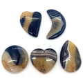 Naturstein-Anhänger aus Achat in Herz-, Mond- und Rundform mit polierter Struktur - Blau-Oranger Gestreifter Achat (053) / 35-55mm (5 Stück)