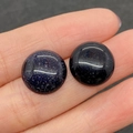 Cabujones redondos de piedra de sol azul con efecto estrellado para joyería DIY - 15mm / Piedra de arena azul