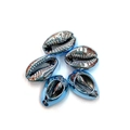 Metallic blue electroplated natural spiral shell beads for DIY jewelry making and crafts - No. 9 (20 Pieces/pack) / 13x19mm