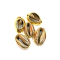 Set of 5 golden cowrie shell metal charms for DIY jewelry making and bracelets - No. 10 (20 Pieces/pack) / 13x19mm