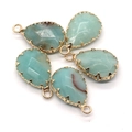 Lot de cinq pendentifs en amazonite facettée en forme de goutte avec griffes dorées pour bijoux - Amazonite