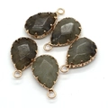 Pendentifs en labradorite facettée en forme de goutte avec monture dorée pour bijoux - Couleur Labradorite (No.12)