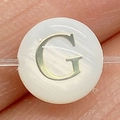 Flat round white shell bead with a golden letter G engraving for jewelry making - 6mm / Style G