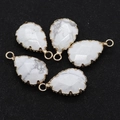 Pendentif goutte en pierre blanche facettée avec bord doré pour bijoux DIY - Howlite