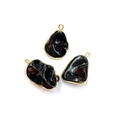 Irregular black shell tooth-shaped pendants with gold-plated edges for DIY jewelry making - Black
