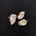 Baroque irregular pearl pendant with gold metal edging for DIY necklace and jewelry making - Light Yellow