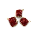 Irregular deep red shell pendant with gold edges for DIY jewelry making - Blood Red
