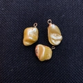 Irregular baroque style pearl shell pendants with gold loops for DIY jewelry - Yellow