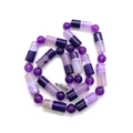Natural purple agate cylinder beads necklace with round stones and lobster clasp - Purple