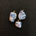 Irregular light blue shell pendant with gold plating and metal loop for DIY necklaces - Light Blue