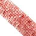 Gros plan de perles cylindres en quartz fraise 4x4mm pour la création de bijoux DIY - 4x4mm / N°6 Quartz Pastèque