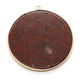 50mm circular natural reddish-brown stone pendant with gold plated rim for DIY necklaces - Large / Sesame Jasper