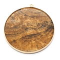 Round picture jasper stone pendant with gold metal plating and hanging loop accessory - Large / Jasper