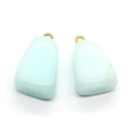 Irregular light blue natural stone pendant with gold connector for jewelry making - Irregular / Light Blue (No. 2)