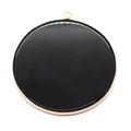 Round black stone pendant with gold metal rim and top hook for DIY necklace jewelry - Large / Black Agate