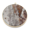 50mm round natural agate stone pendant with gold metal frame for DIY jewelry making - Large / Style 7
