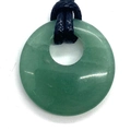 Natural Green Aventurine Pi disc pendant with a black adjustable woven cord necklace - Aventurine (No. 3)