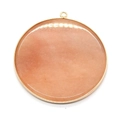 Round peach pink natural stone pendant with gold trim edge for DIY necklace making - Large / Pink Aventurine