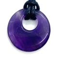 Ciondolo a ciambella in ametista viola naturale con cordino nero intrecciato - Ametista