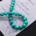 Tira de cuentas redondas de turquesa azul con vetas negras para joyería artesanal - 4mm / Turquesa Verde con Vetis Negras (No.2)