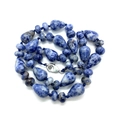 Natural sodalite stone necklace with waterdrop beads and silver lobster clasp closure - Blue Spot Stone