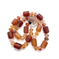 Handmade beaded necklace with natural red agate, carnelian and amethyst stone cylinders - Red Agate