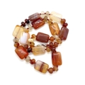 Collier en agate cornaline rouge avec pierres rectangulaires et perles rondes - Agate rouge