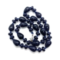 Handmade necklace with teardrop blue sandstone beads and sparkling starlight finish - Blue Sandstone